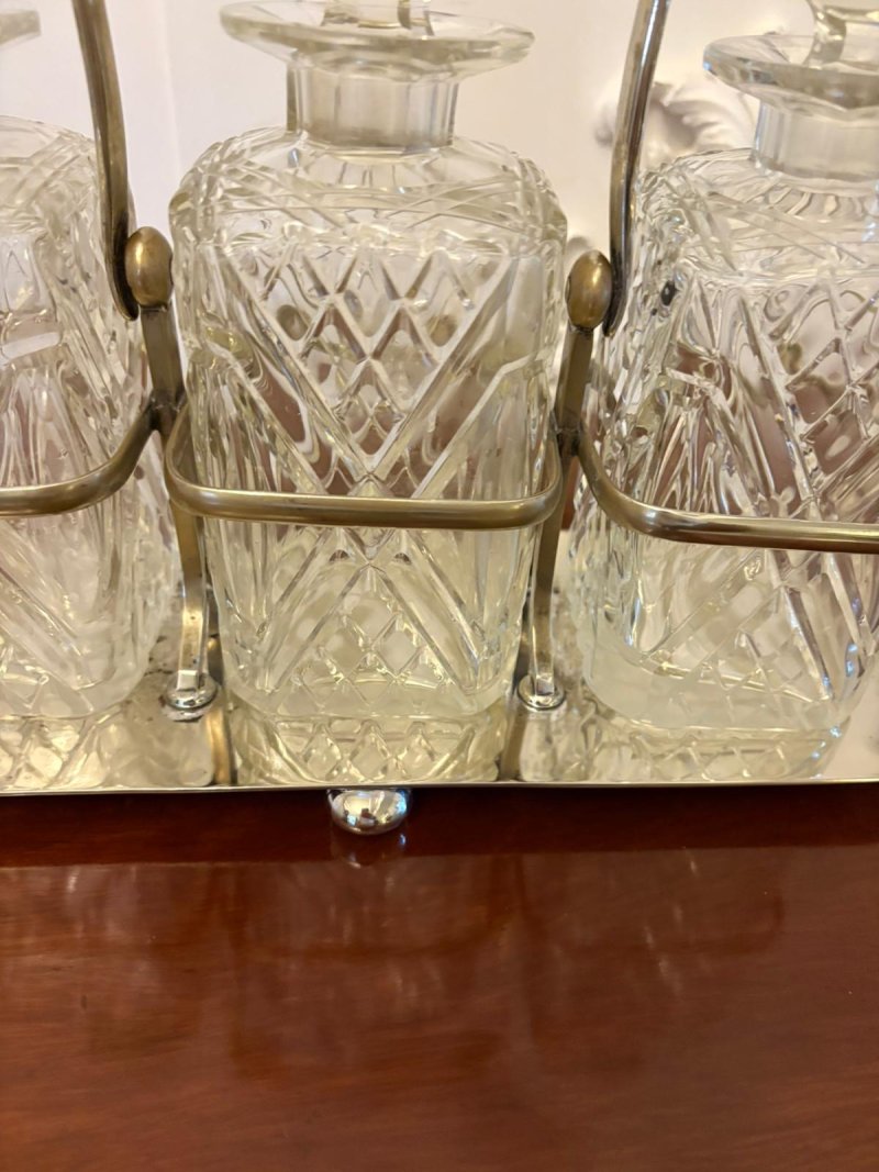 Antique Victorian Quality Silver Plated Tantalus - Image 8